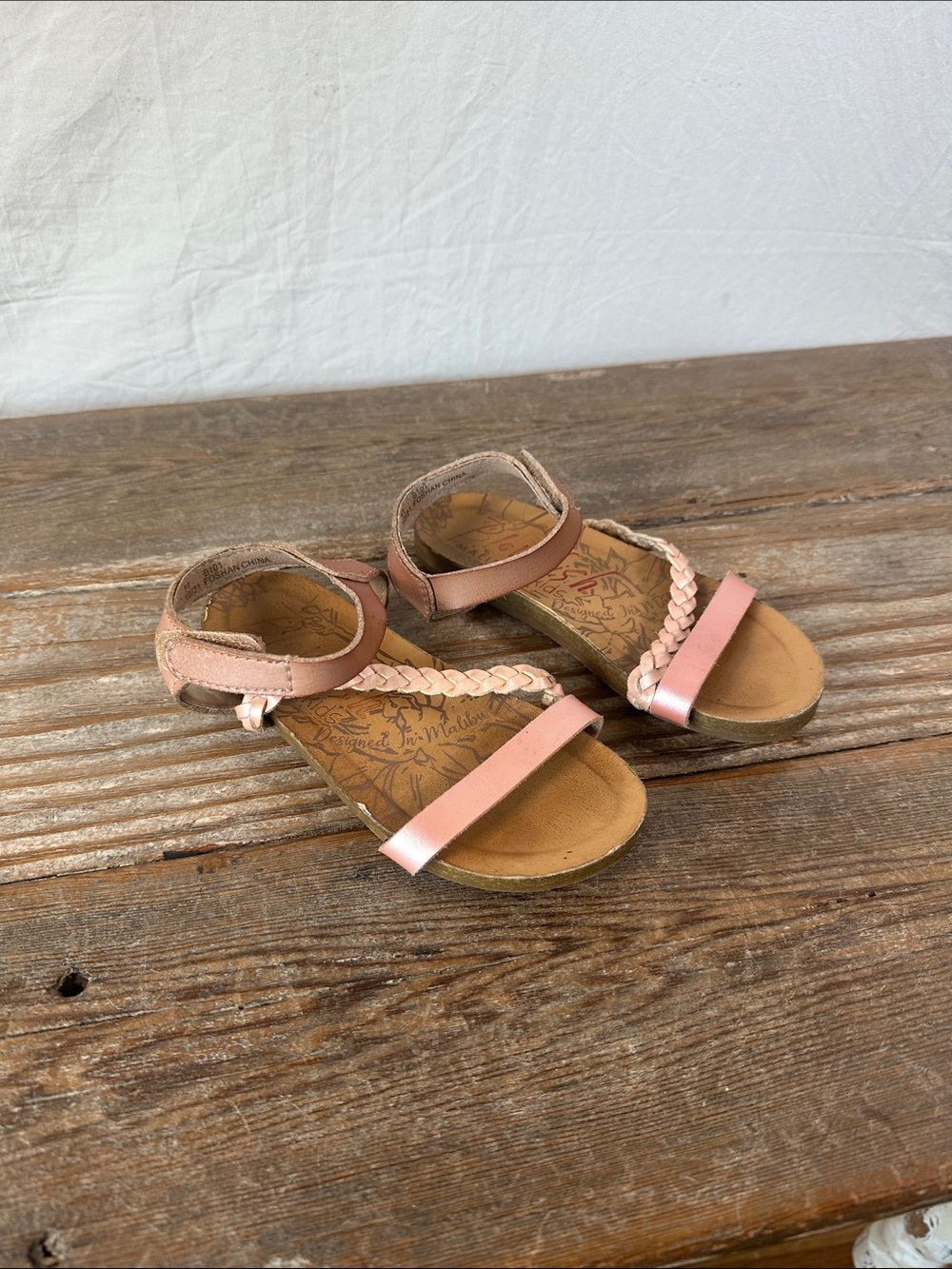 Blowfish Girls Pink Braided Strap Sandals
